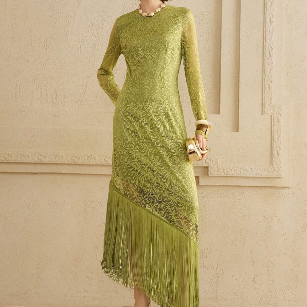 LIMITED TIME OFFER! NEW W/ TAGS! Fringe Lace Asymmetric Dress